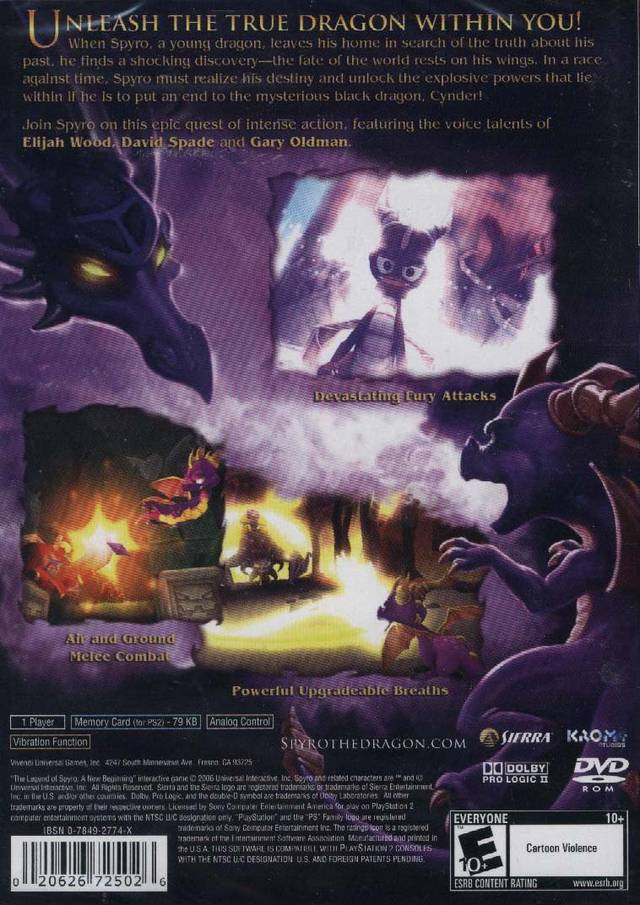 Legend Of Spyro A New Beginning Playstation 2