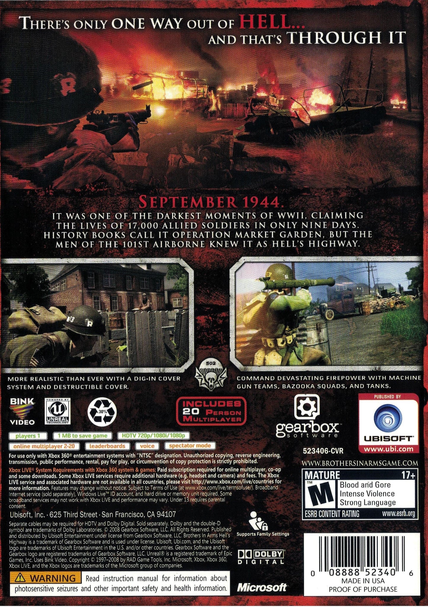 Brothers in Arms Hell's Highway Xbox 360