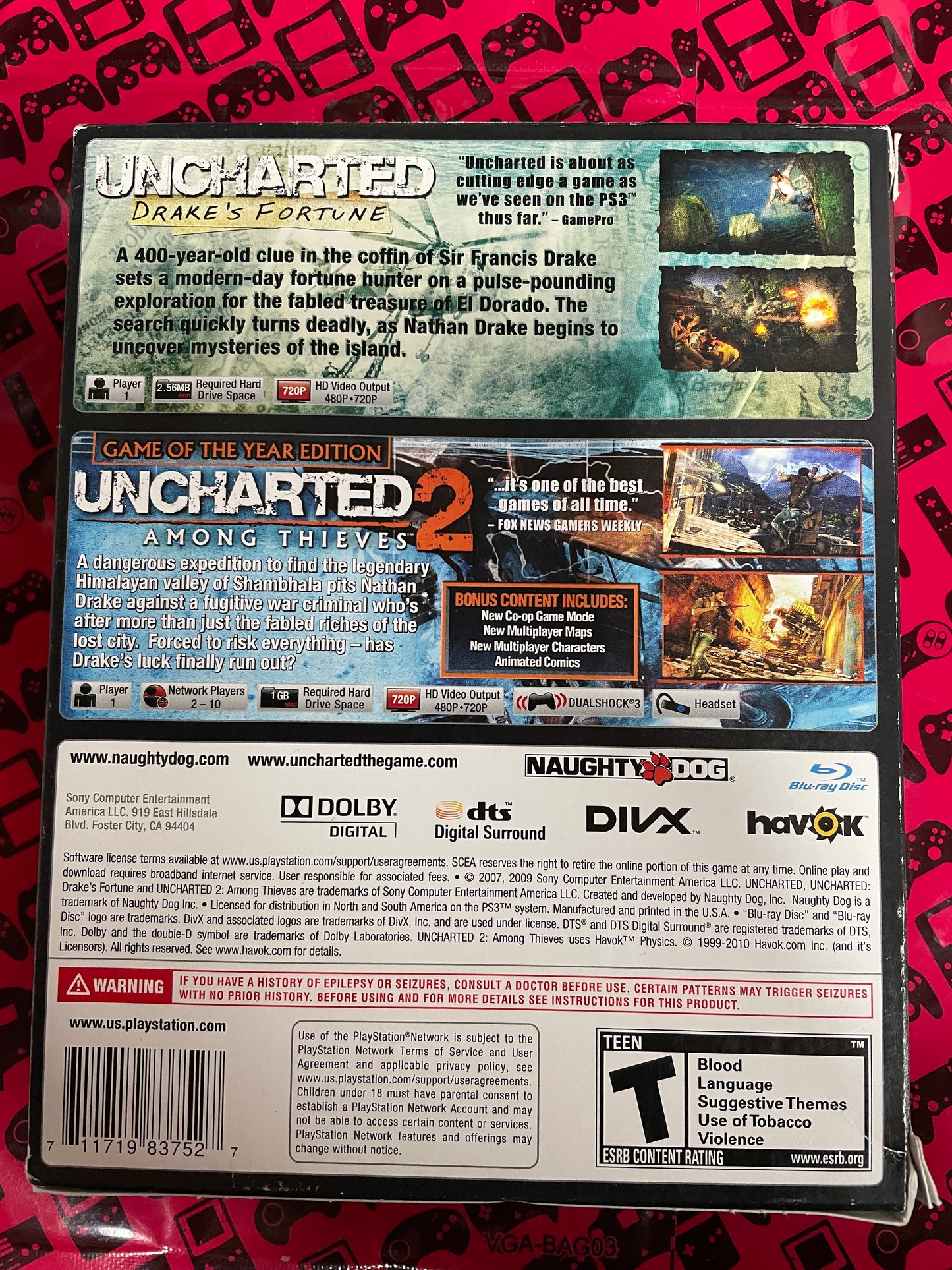 Uncharted Dual Pack Opened Box