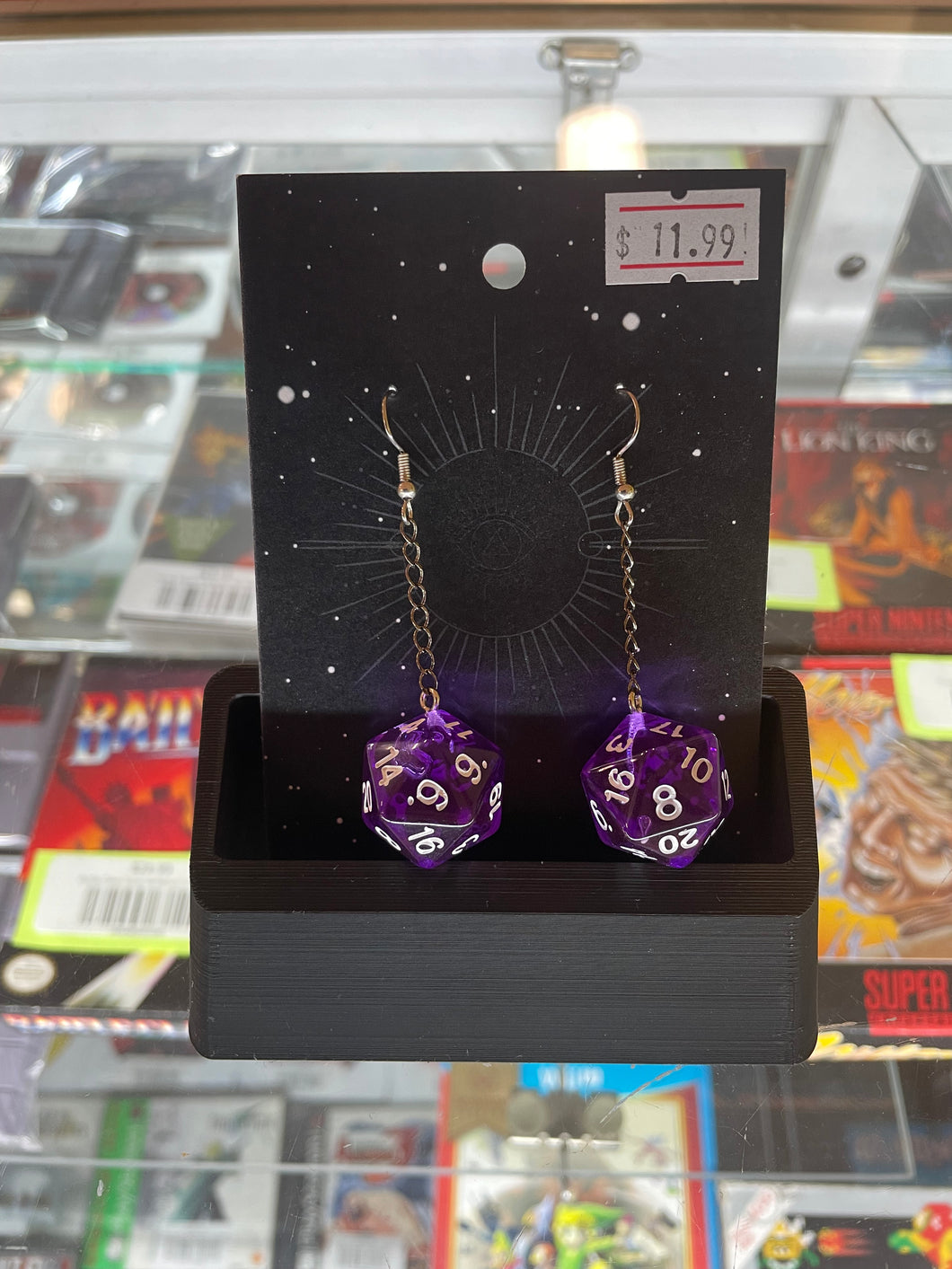 Purple D20 Dice Earrings