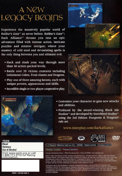 Baldur's Gate Dark Alliance Playstation 2