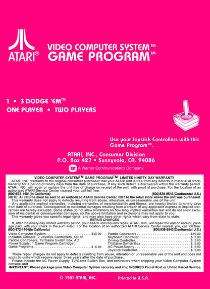 Dodge 'Em Atari 2600