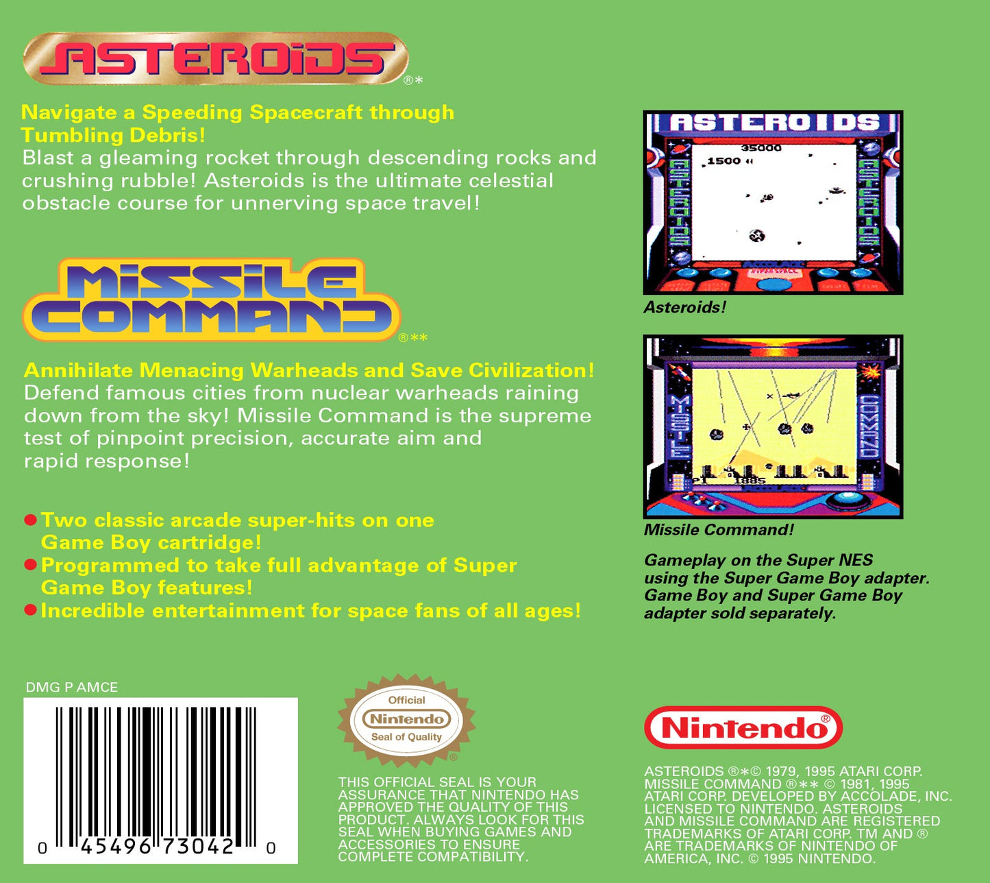 Arcade Classic: Asteroids and Missile Command GameBoy