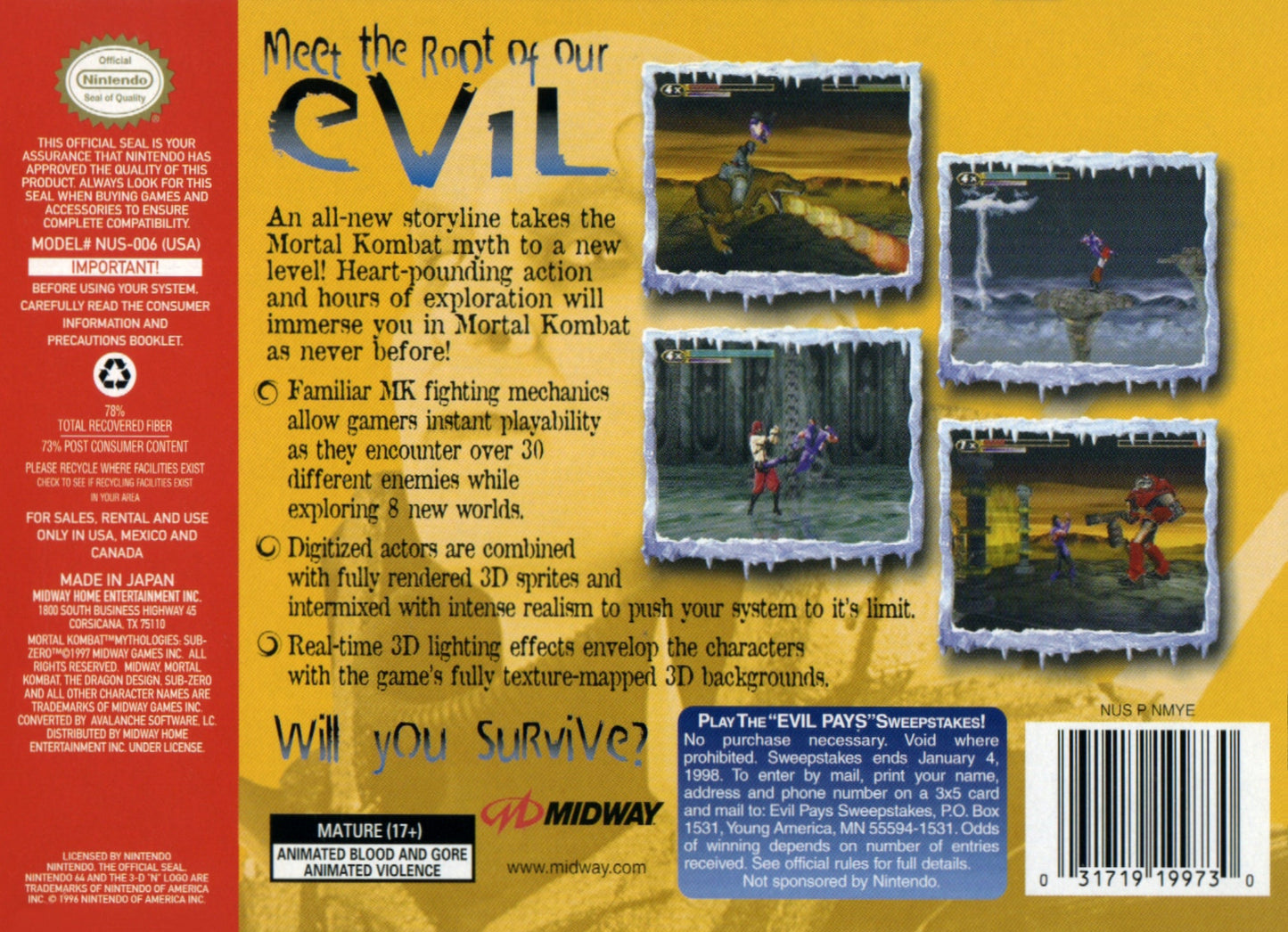 Mortal Kombat Mythologies: Sub-Zero Nintendo 64