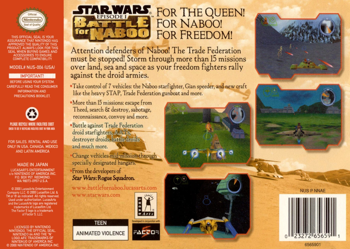 Star Wars Battle For Naboo Nintendo 64