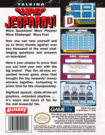 Talking Super Jeopardy NES