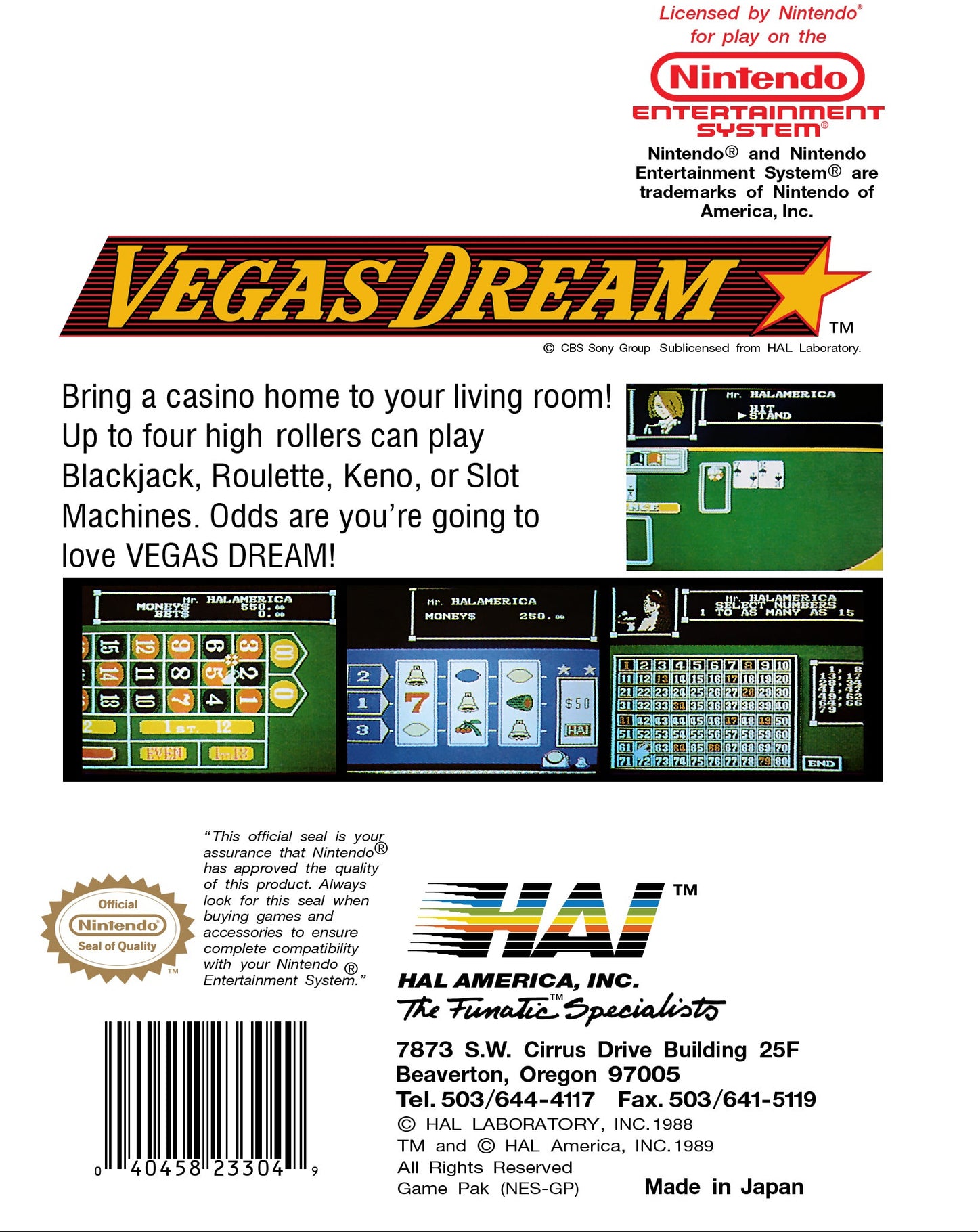 Vegas Dream NES