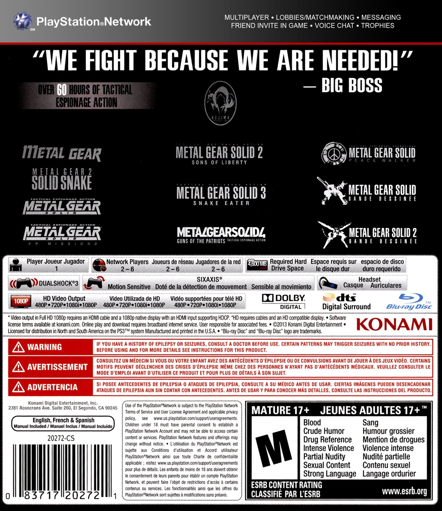 Metal Gear Solid: The Legacy Collection Playstation 3