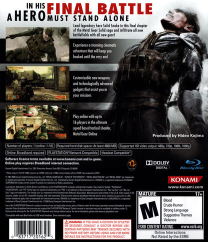 Metal Gear Solid 4 Guns Of The Patriots Playstation 3
