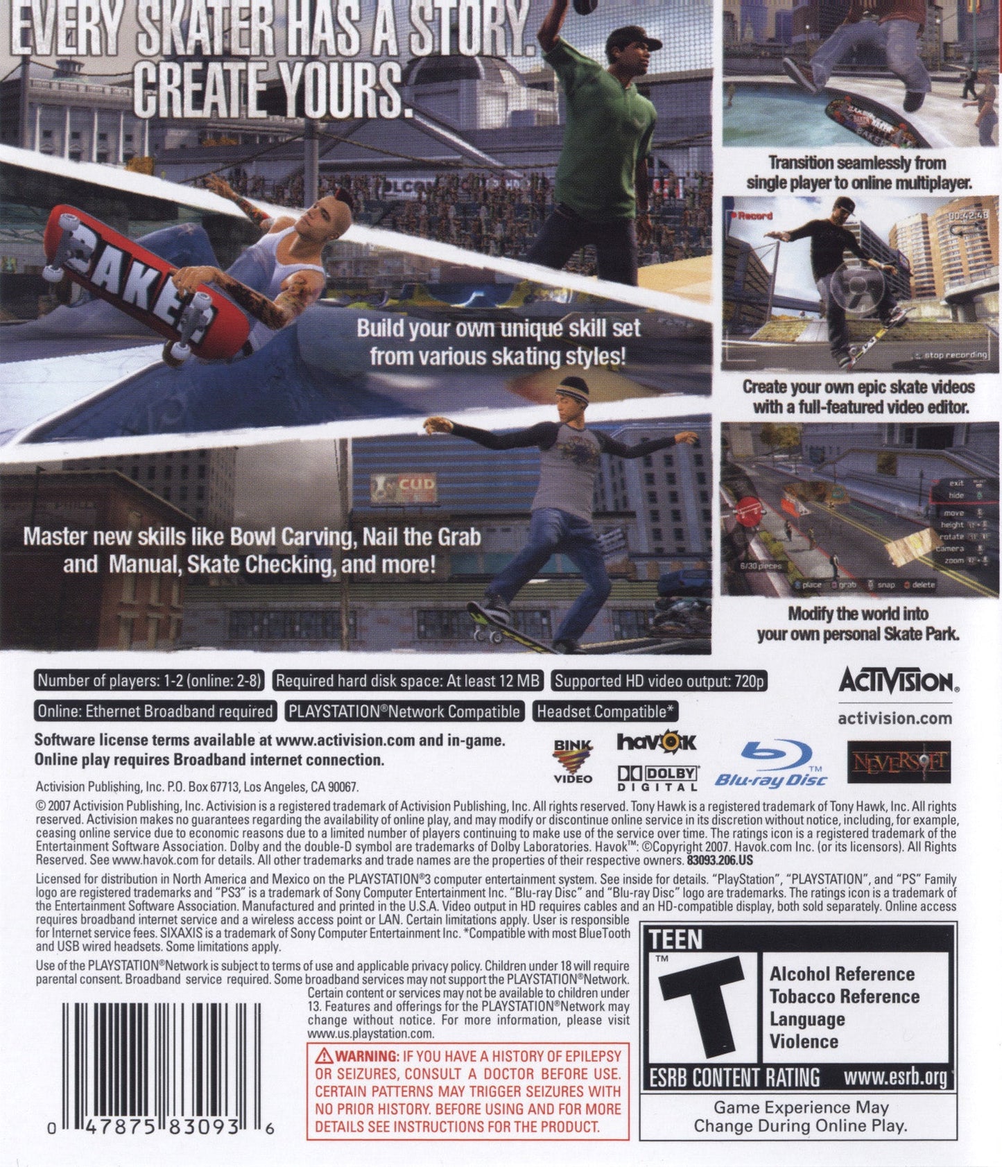 Tony Hawk Proving Ground Playstation 3