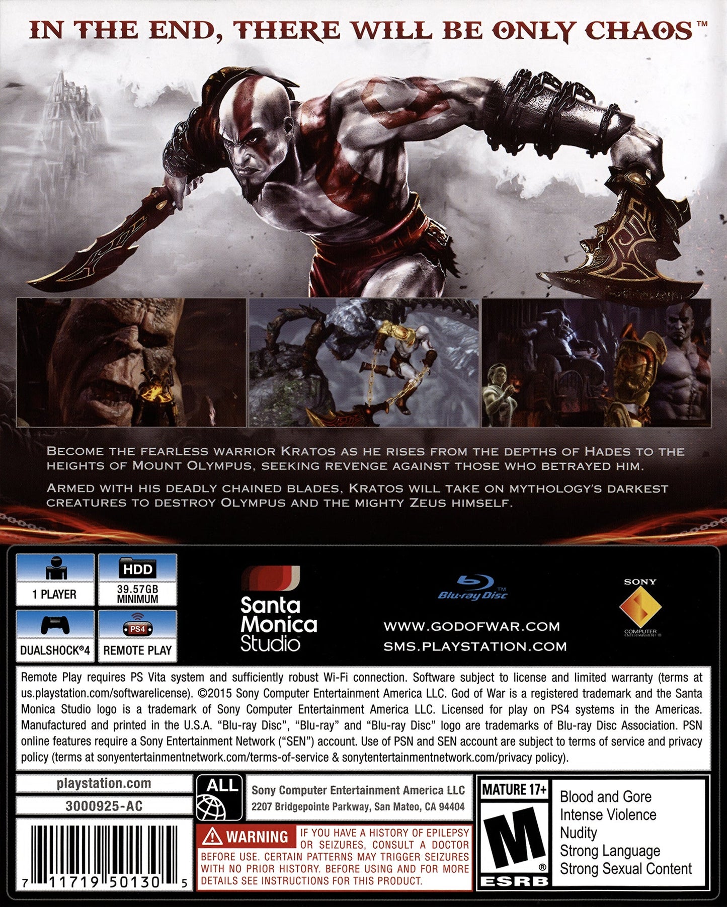 God of War III: Remastered Playstation 4