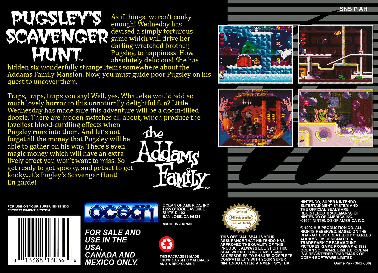 Addams Family Pugsley's Scavenger Hunt Super Nintendo