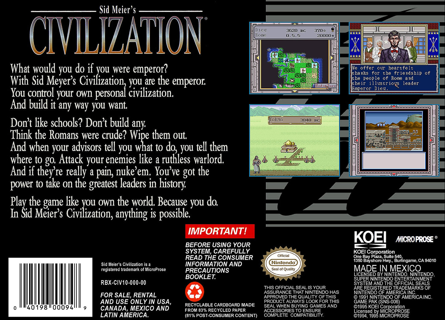 Sid Meier's Civilization Super Nintendo