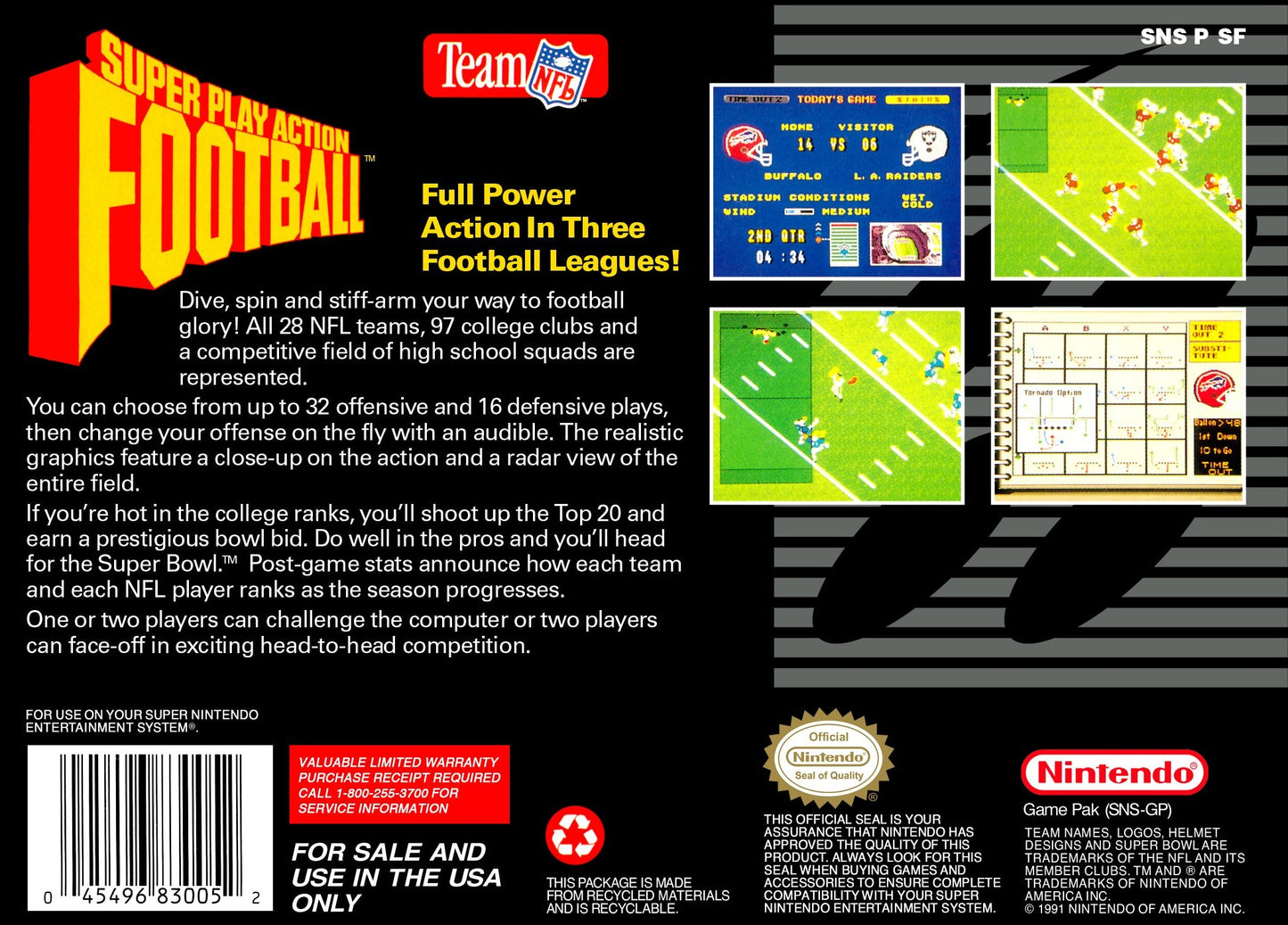 Super Play Action Football Super Nintendo