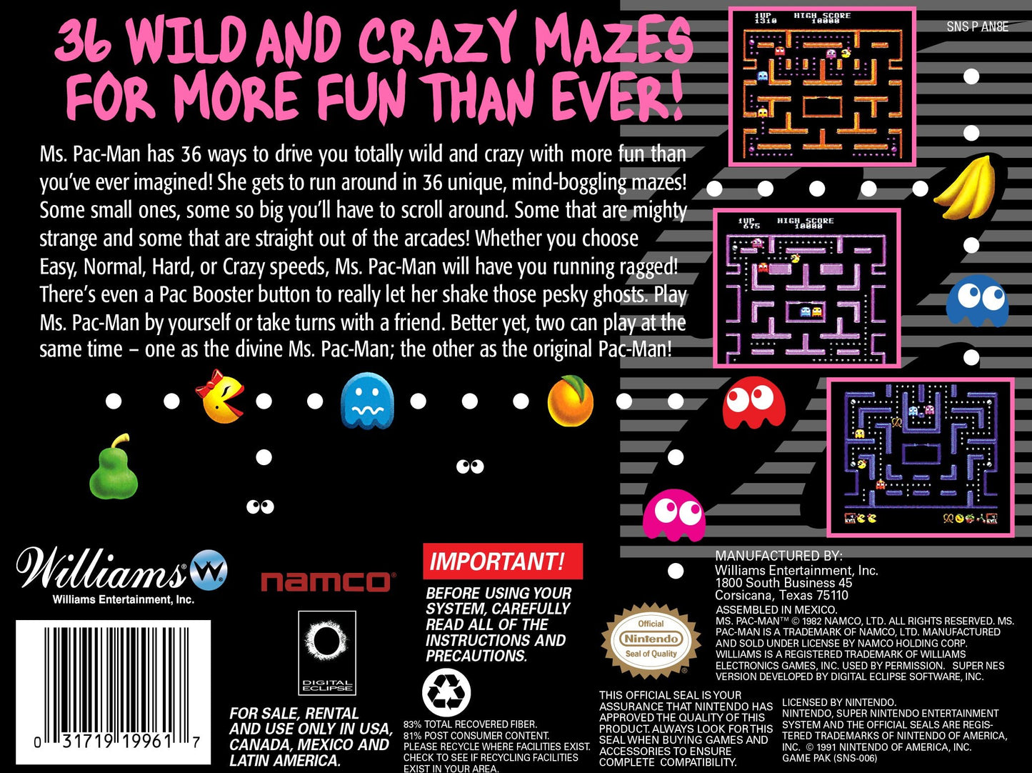 Ms. Pac-Man Super Nintendo