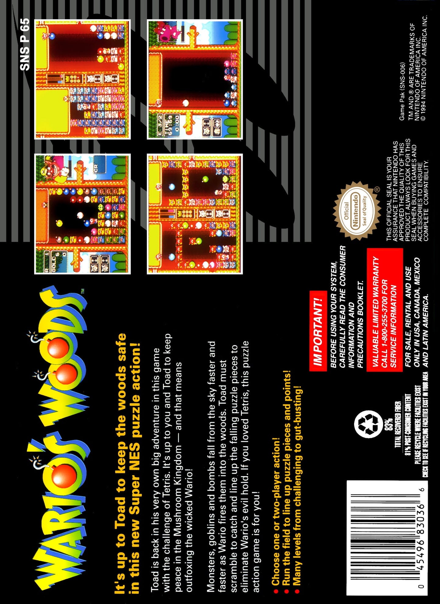 Wario's Woods Super Nintendo