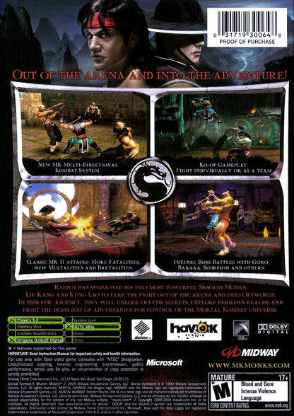 Mortal Kombat Shaolin Monks Xbox