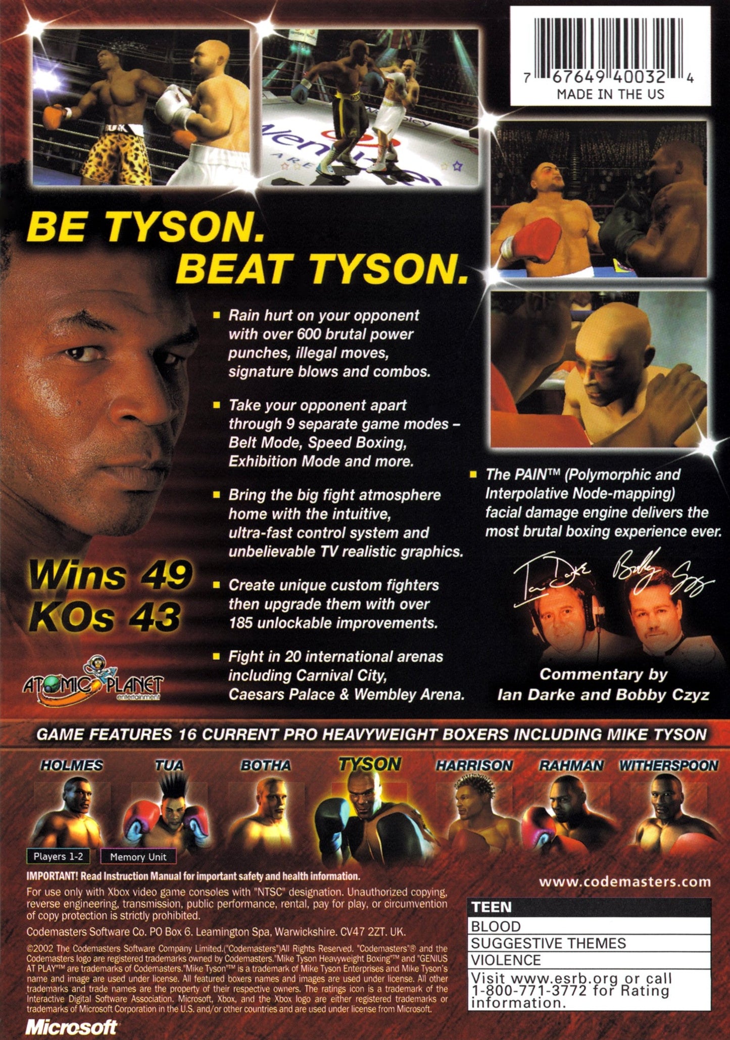 Mike Tyson Heavyweight Boxing Xbox