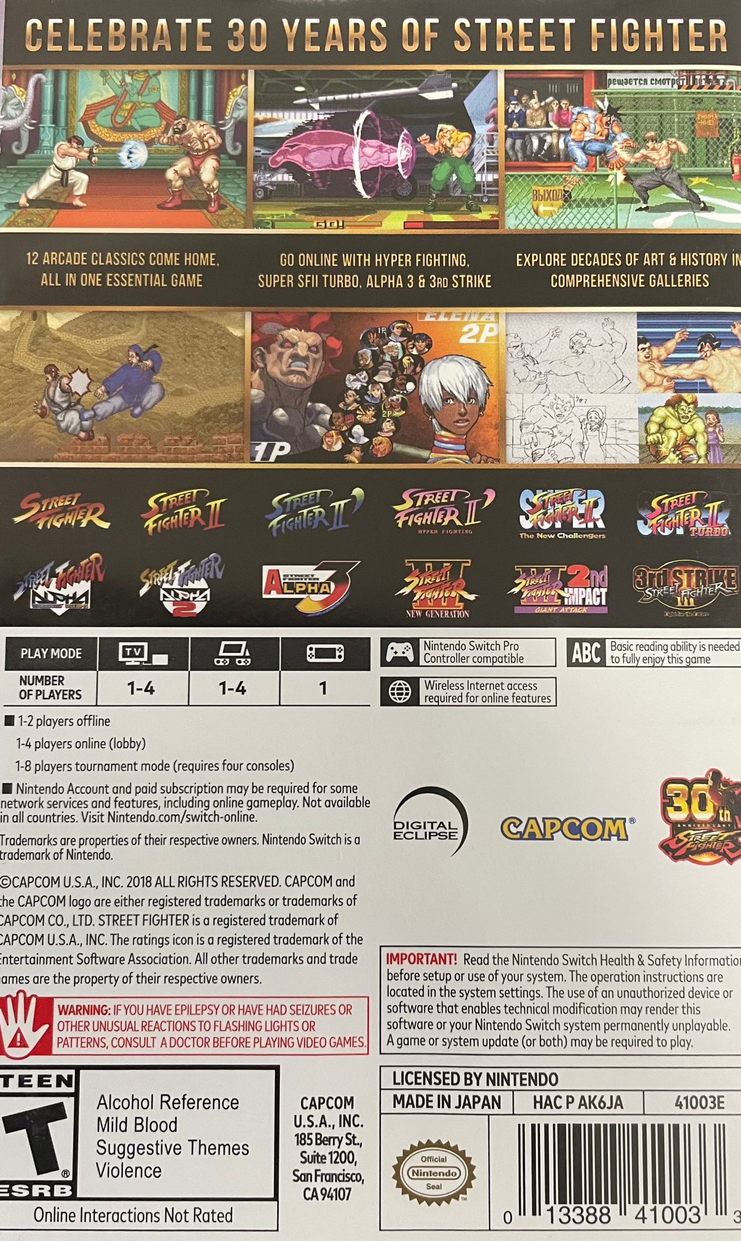 Street Fighter 30th Anniversary Collection Nintendo Switch