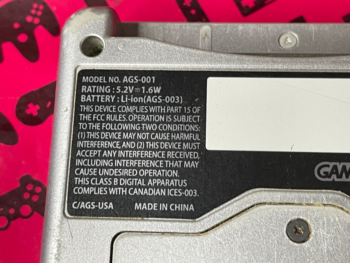 Platinum/ Silver Gameboy Advance SP (AGS-001)